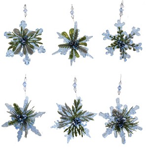 Ganz 2.25 In Winter Ice Teeny Snowflakes Christmas , Kissing Krystals Ornaments Beads (6PC) - 1 of 4