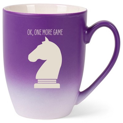 100 North Chess Knight 10 Ounce Purple and White Two Toned Ombre, Comfortably Fits Your Hands, Ceramic Tea Coffee Cup Mug, Ok, One More Game
