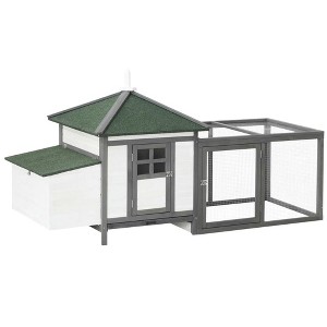 Resenkos Rabbit Hutch, Duck Cage Hutch,Chicken Coop,77" Wooden Chicken Coop with Nesting Box, Outdoor Hen House with Removable Tray, Ramp Run, Gray - 1 of 4