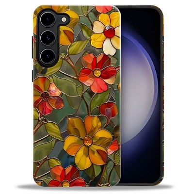 BONGEEK Case Compatible with Samsung Galaxy S23,Scratch Resistant Hybrid 2-Layer Hard Shell Bright Phone Case,Stained Glass Summer Boho Flower