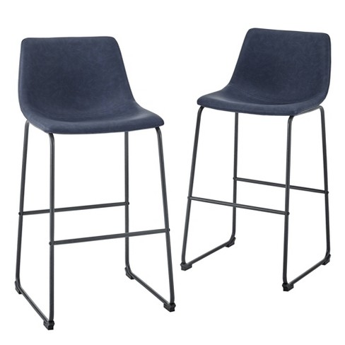 Set Of 2 Laslo Modern Upholstered Faux, Faux Leather Bar Stools Set Of 4