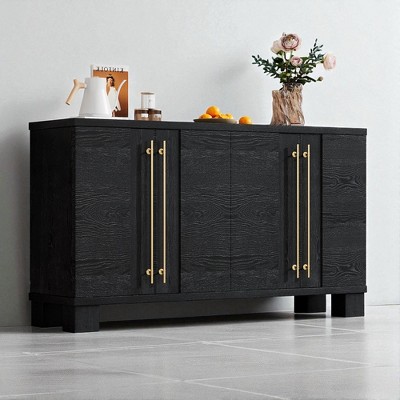 Sideboard Buffet Cabinet with Adjustable Shelves, Wooden Storage Cabinet with Gold Handles, Modern Farmhouse Sideboard for Kitchen, Dining Room