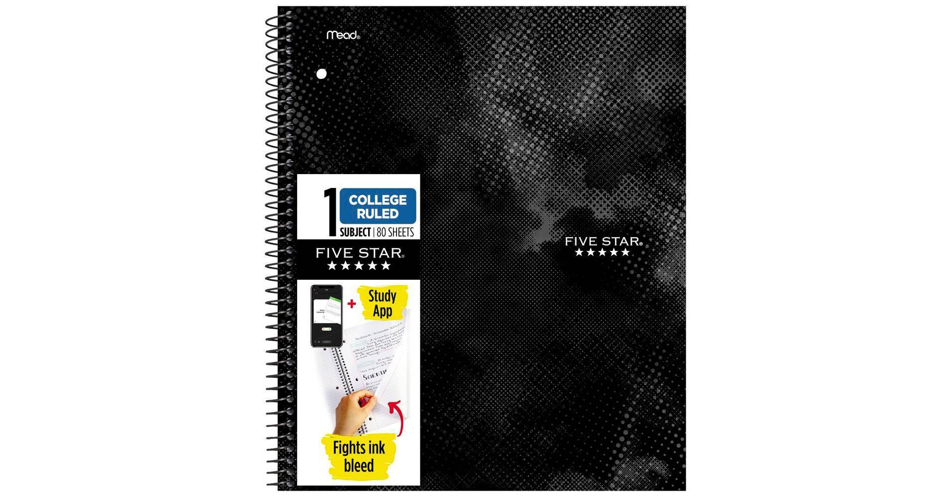 Five Star Active Subject Notebook 80ct Black