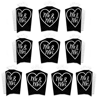 Big Dot of Happiness Mr. and Mrs. - Table Decorations - Black and White Wedding or Bridal Shower Fold and Flare Centerpieces - 10 Count