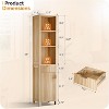 VINGLI Narrow Fluted Bathroom Floor Skinny Storage Cabinet with 1 Fluted Door&Drawer,68" Tall Narrow Slim Bathroom Cabinet Natural Oak Color - 2 of 4