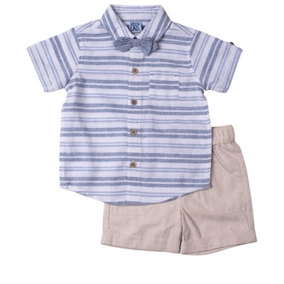 Image of Little Lad Infant Boy's 3-Piece Creeper Short Set, Tan,  24M