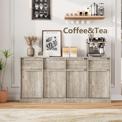 TackView Sideboard Buffet Cabinet with Drawers & Doors, Large Coffee Cabinet with Storage, Modern Storage Buffet Table for Home