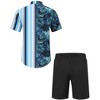Clearlove Men's Hawaiian Sets Floral Printed Short Sleeve Button Down Shirts Drawstring
 Shorts Casual Outfits - 2 of 4