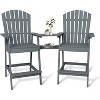 Acekool Bar Height Adirondack Chairs Set of 2 with Connecting Tray, Natural Wood Elevated Patio Chairs for Deck & Backyard - 2 of 4