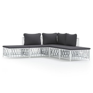 vidaXL Garden Lounge Set White Woven fabric, powder-coated steel, textilene - 1 of 4