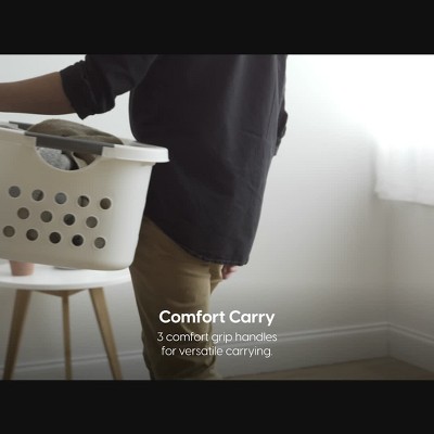 Large White Plastic Stackable Laundry Baskets with Handles, 3-Pack