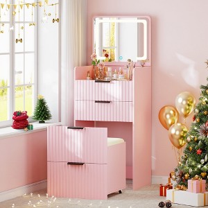 Fredees 3-in-1 Vanity Desk with Flip Top Mirror and Lights - 1 of 4