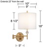 Possini Euro Design Kohle Modern Swing Arm Wall Lamps Set of 2 Polished Brass Plug-In Light Fixture White Drum Shade for Bedroom - 4 of 4