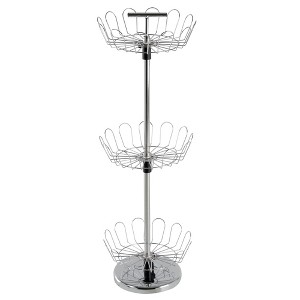 Hastings Home Revolving Shoe Tree Organizer Rack With Three Tiers - 10.75" x 10.75" x 30.5", Chrome - 1 of 4