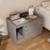 DOMETOUR Gray Cat Litter Box Enclosure, Hidden Litter Box Furniture with Top Fence, Wooden Pet House Side Table, Storage Cabinet for Bedroom - 3 of 4