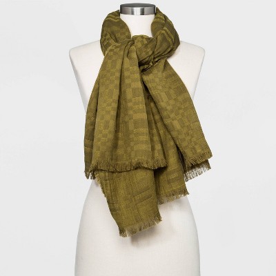 Women's Plaid Oversized Square Scarf - Universal Thread™ Olive Green