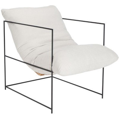 Ivory Pillow Top Luxe Accent Chair with Black Iron Frame