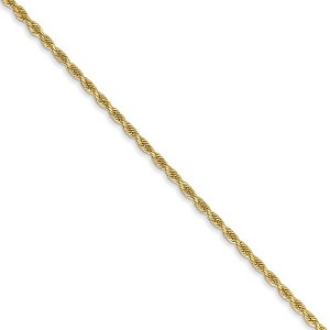 Black Bow Jewelry 1.5mm 14k Yellow Gold Solid Diamond Cut Rope Chain Necklace - 1 of 4