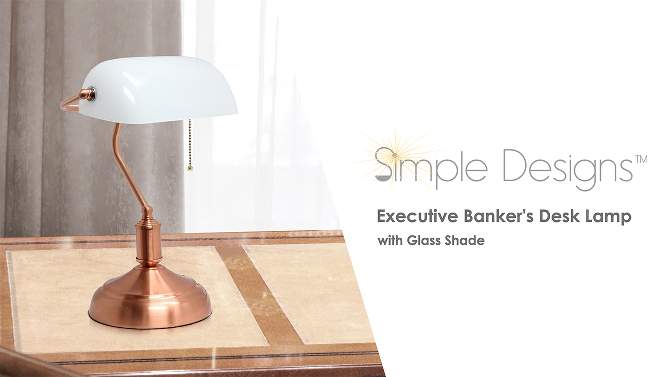  Executive Banker's Desk Lamp with Glass Shade - Simple Designs, 2 of 5, play video