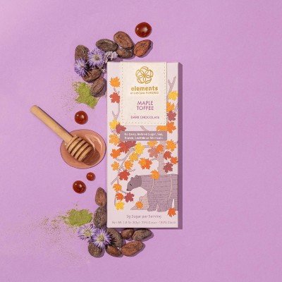 Elements Maple Toffee 70% Dark Wellness Chocolate Bar