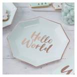 8ct "Hello World" Paper Plates Teal