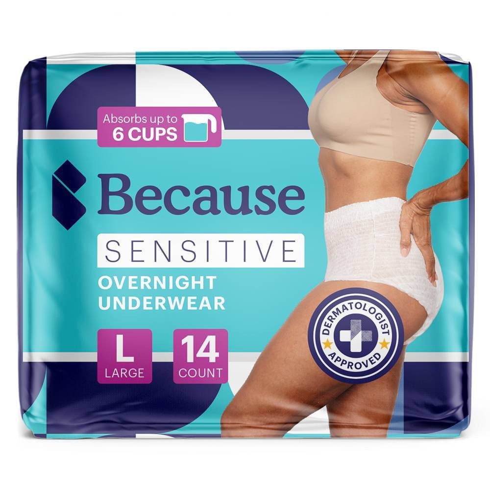 Because Sensitive Overnight Bladder Control Incontinence Underwear - L