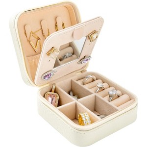HTUTWOO Travel jewelry case Travel jewelry box Travel Jewelry Organizer Small Jewelry Organizer Box for Girls Women with Mirror - 1 of 4
