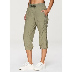 RBX Women's Lightweight Quick Drying Capris Adjustable Leg/Inseam Stretch Woven Workout Hiking Cropped Jogger Pants with Pockets - 1 of 4