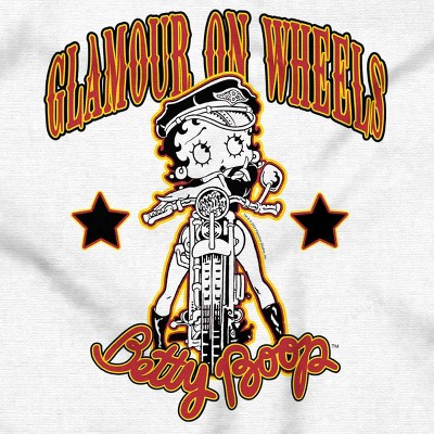 Betty Boop Biker Glamour On Wheels Womens Graphic T Shirt Tees Brisco Brands