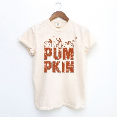 Simply Sage Market Women's Pumpkin Distressed Short Sleeve Garment Dyed Tee