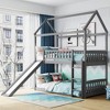 NicBex Twin Over Twin Bunk Bed with Ladder,House-Shaped Loft Bed with Guardrails and Slide for Bedroom,White/Gray - 2 of 4
