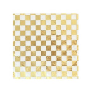 Jollity & Co. - Check It! Gold Clash Large Napkins - Pack of 16 Paper Napkins - 1 of 3