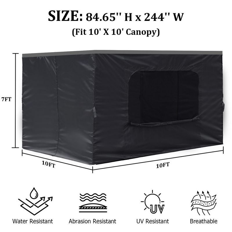 Aoodor Canopy Sidewall Replacement with 2 Side Zipper and Windows for 10' x 10' Pop Up Canopy Tent (Sidewall Only), 4 of 8
