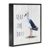 Stupell Industries Seas the Day Sentiment Rustic Nautical Seagull Bird Black Framed Giclee Art - 3 of 4