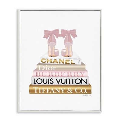 Stupell Industries Pink Gold Heels Bookstack, 24" x 30"