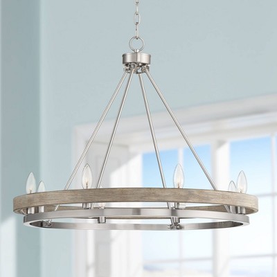 Brushed Nickel Graywood Wagon Wheel Chandelier with 8 Lights