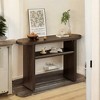 Alilang 47.80 Inch Modern Oval Console Table with Lower Shelf and Dark Wood Finish - Espresso - 2 of 4