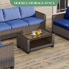 Outdoor Modern Patio Conversation Set, PE Wicker with Glass Coffee Table for Backyard, Garden, Pool Decks, Blue - 4 of 4