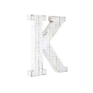 HomeRoots 16" White Distressed Wood Letter K Tabletop Sculpture - 1 of 4