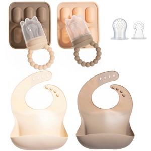 Silicone Baby Fruit Feeders and Baby Bibs Set - First Stage Baby Must-Haves, Gum-Friendly, BPA-Free, Easy to Clean Feeding Accessories for Infants - 1 of 4