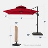 Best Choice Products 9x12ft 2-Tier Square Outdoor Solar LED Cantilever Umbrella w/ 360-Rotating Base   Red - 2 of 4