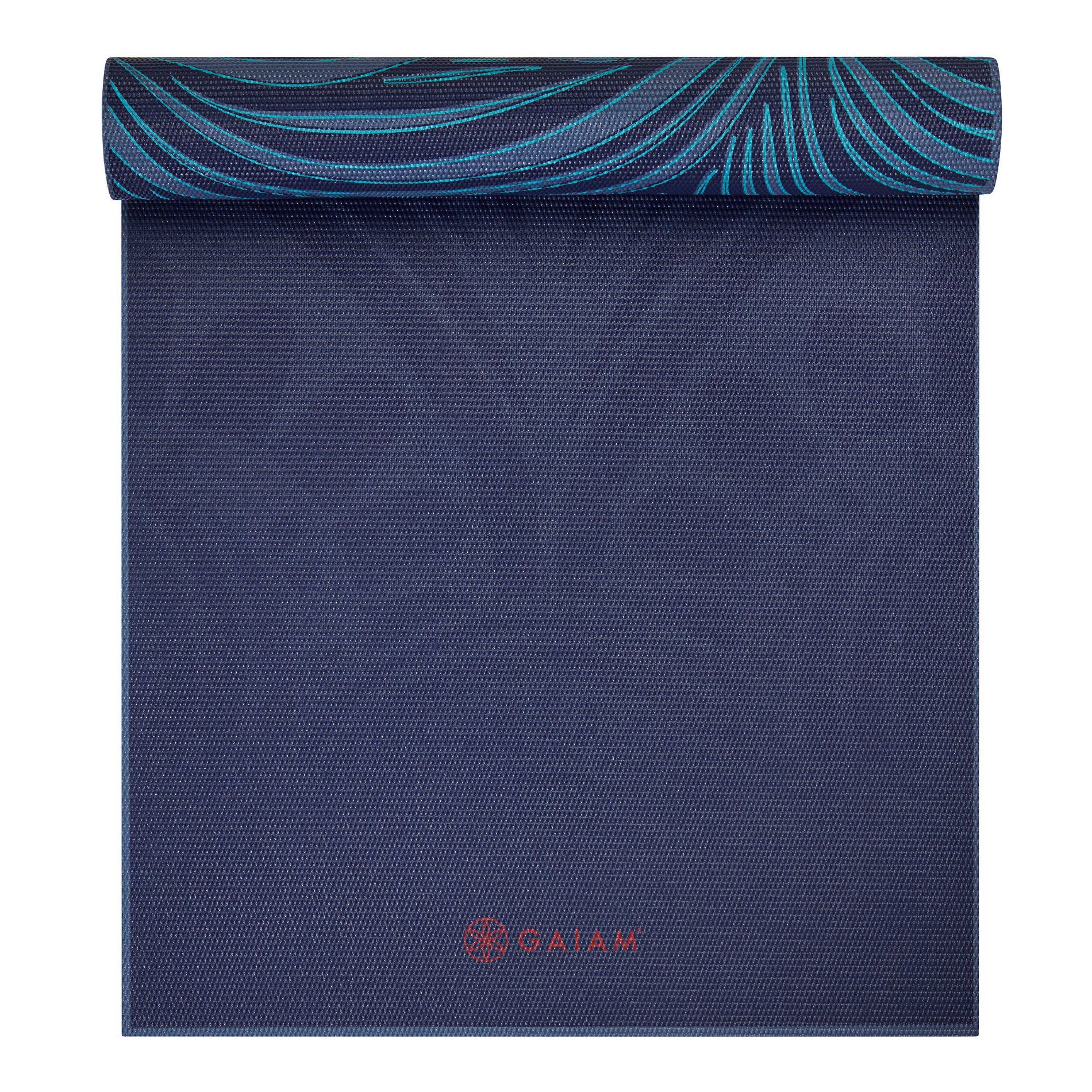 Gaiam Reversible Yoga Mat - Teal Mandala Mantra (6mm): Non-Slip, Double-Sided PVC