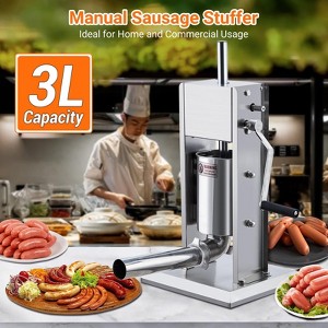 3L Manual Sausage Stuffer Machine - Stainless Steel Meat Filler With 4 Tubes For Home Use
