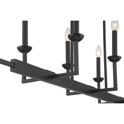 Elegant Black 52" Linear Candle Chandelier for Stylish Kitchens