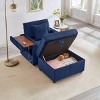 Corduroy Sofa with Storage Ottoman and USB Port, Storage Sofa with Adjustable Armrest and Cup Holder,Modern Living Room Accent Sofa-Koiai - 2 of 4