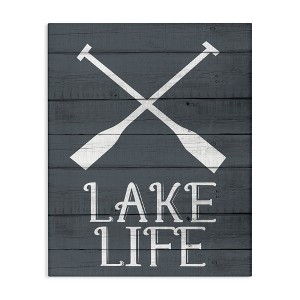 Stupell Industries Nautical Blue Lake Life Phrase Canvas Art - 1 of 4