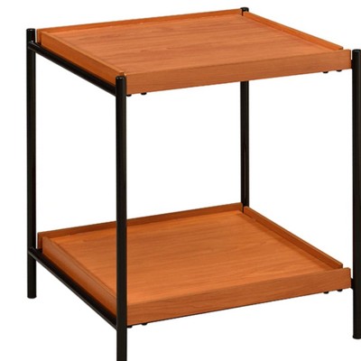 Oaken Square Honey Oak and Black End Table with Shelf