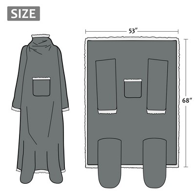 Zebra Print Fleece Sherpa Wearable Blanket with Sleeves