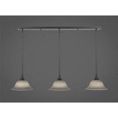 Toltec Lighting Any 3 - Light Chandelier in  Dark Granite with 10" Gray Linen  Shade