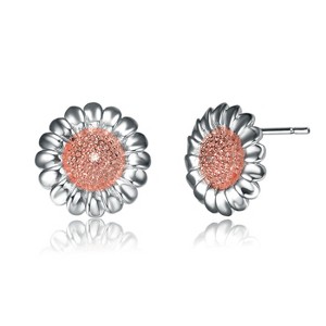 Guili Sterling Silver Sunflower Earrings with Cubic Zirconia – A Radiant Floral Design That Embodies Natural Beauty, Elegance, and Timeless Charm - 1 of 3